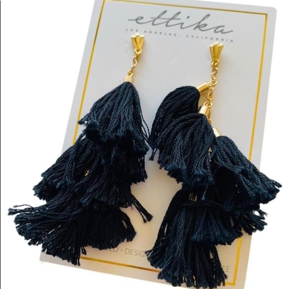 Ettika black tassel earrings - Picture 2 of 4